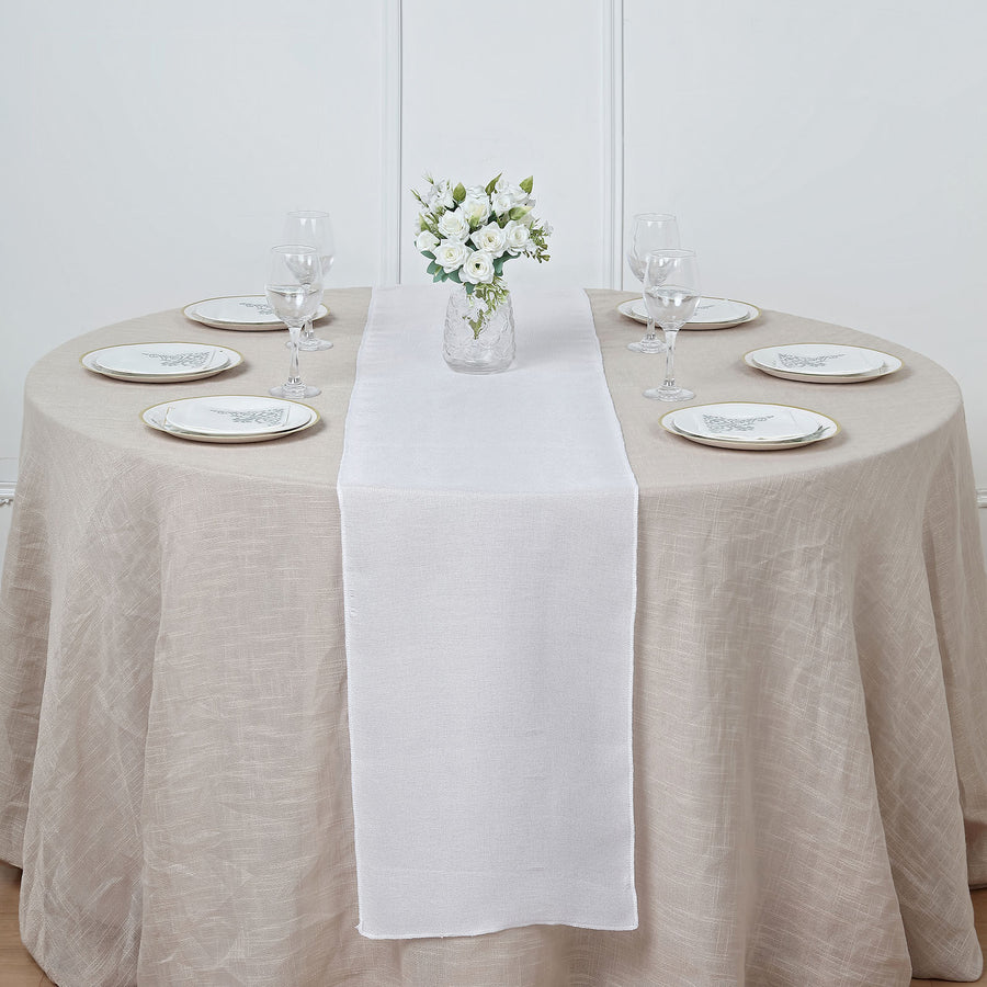 Specialty Table Linen - Faux Burlap, White