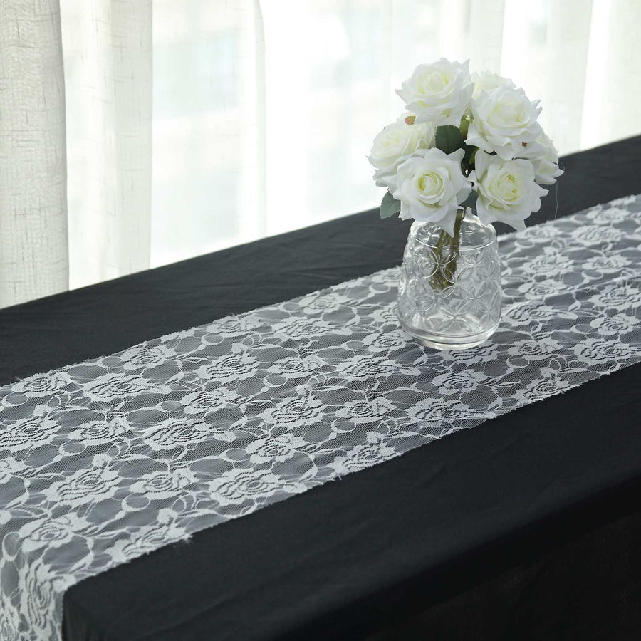 Specialty Table Linen - Floral Lace, White