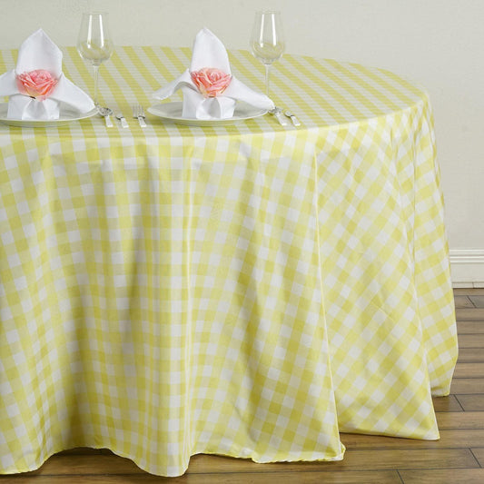 Standard Table Linen - Polyester, Gingham, Yellow & White