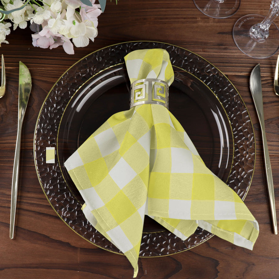 Standard Table Linen - Polyester, Gingham, Yellow & White