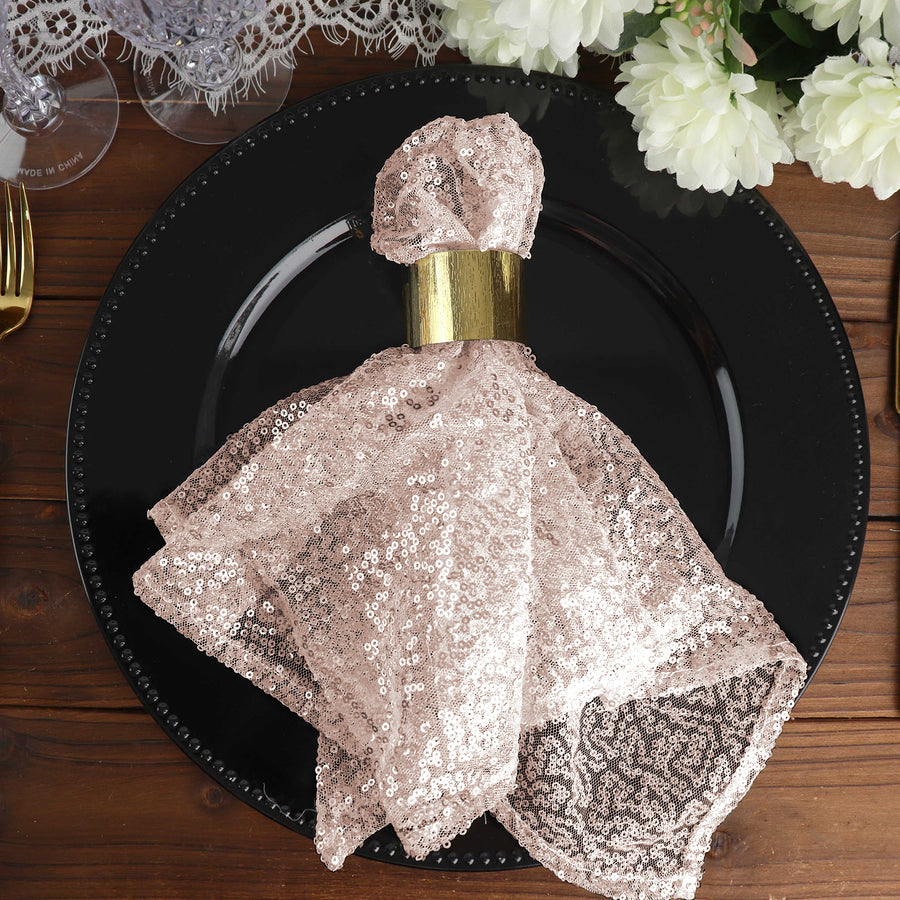 Specialty Table Linen - Premium Sequin, Rose Gold