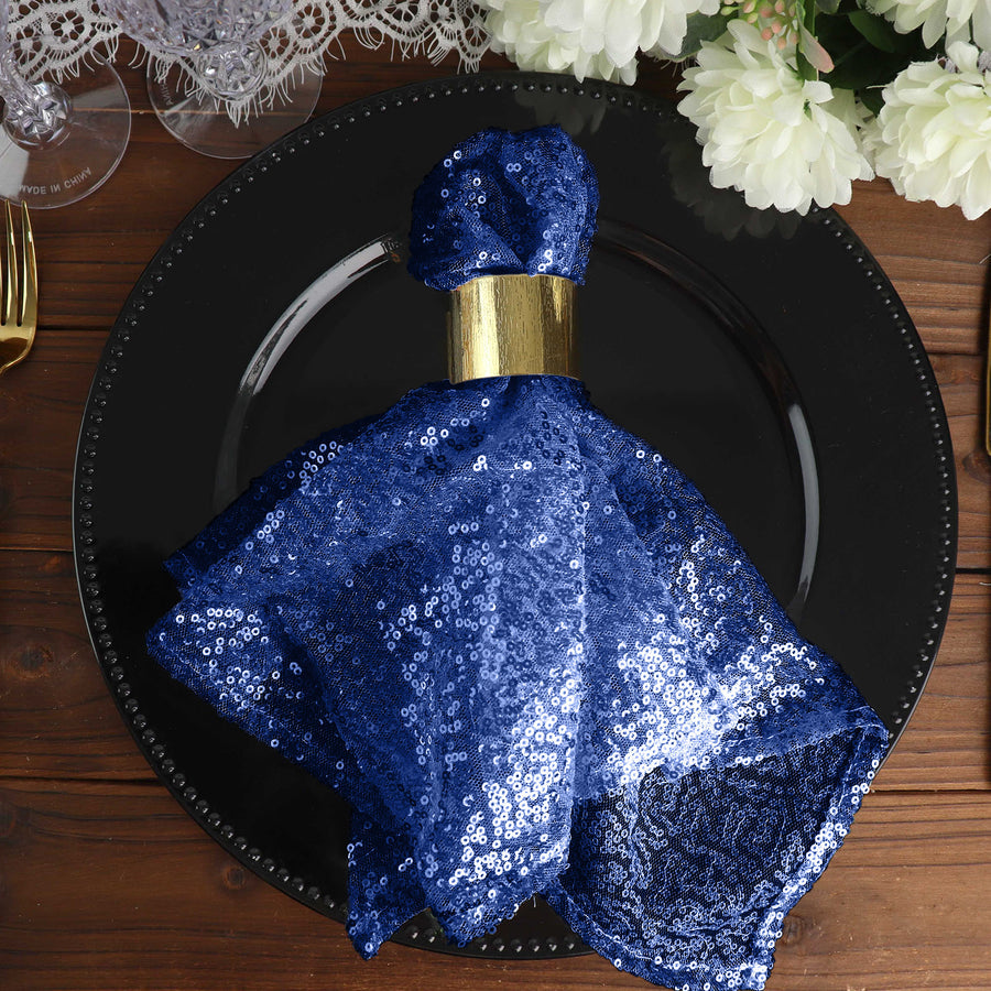 Specialty Table Linen - Premium Sequin, Navy Blue