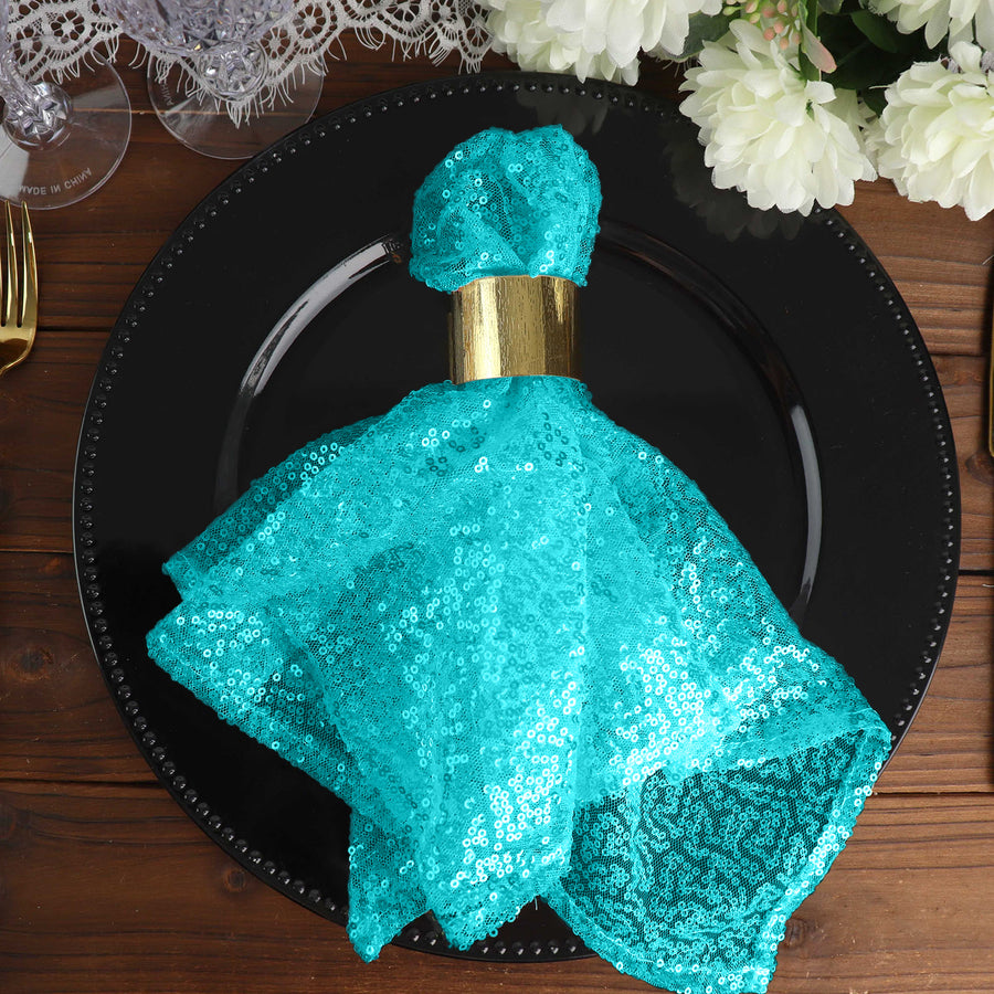 Specialty Table Linen - Premium Sequin, Turquoise Blue