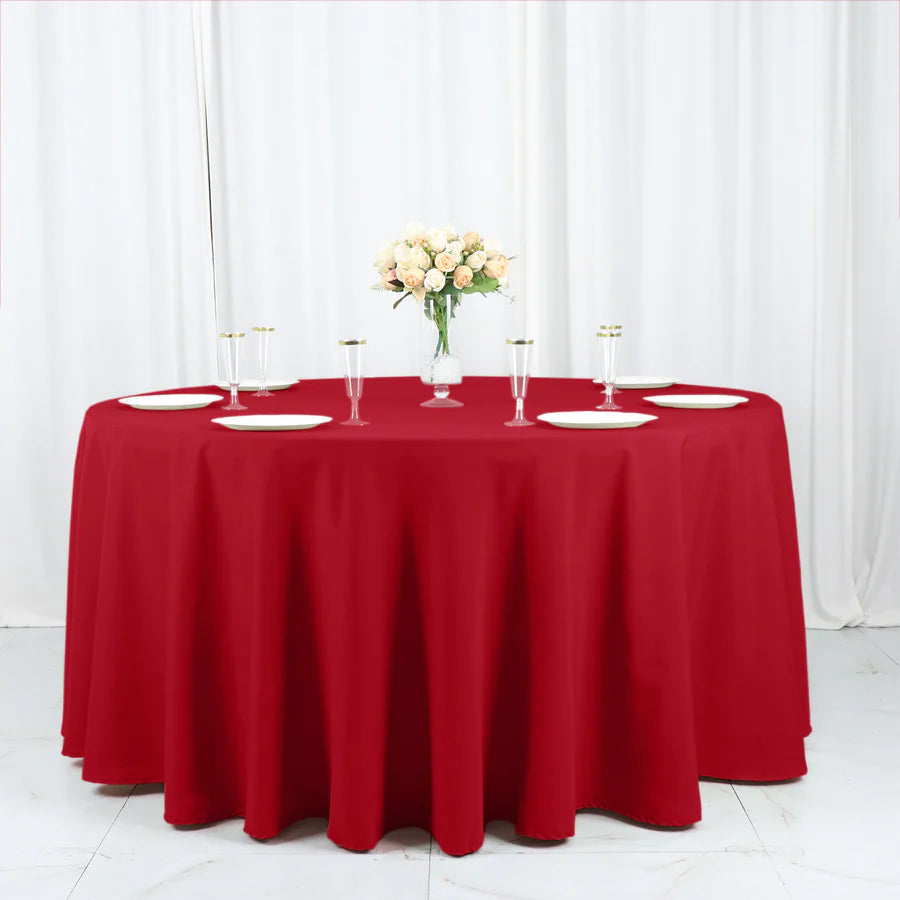 Polyester Table Linen, 120" Round, Wine Red